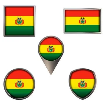 Flags of the Bolivia Icons set image Stock Illustration
