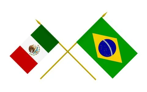 Flags, brazil and mexico Stock Illustration