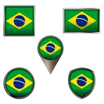 Flags of the Brazil Icons set image Stock Illustration
