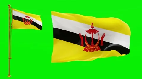 Flags of Brunei with Green Screen Chroma Key High Quality 4K UHD 60FPS Stock Footage 142368344