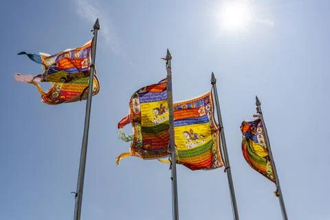 Flags of Buddhist Temple Stock Photos