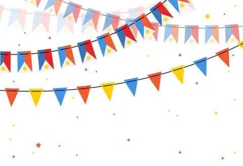 Flags bunting of Philippines on white backgrounds. banner for independence day. Stock Illustration