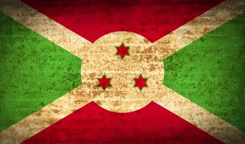 Flags Burundi with dirty paper texture.  Raster copy Stock Illustration