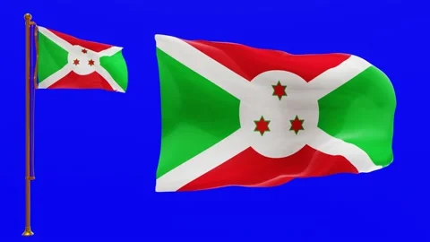 Flags of Burundi with Green Screen Chroma Key High Quality 4K UHD 60FPS Video stock 142638115