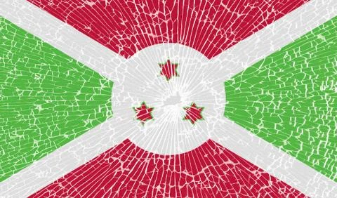 Flags Burundi with the texture of broken glass Stock Illustration