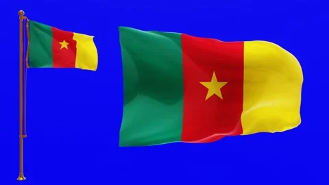 Flags of Cameroon with Green Screen Chroma Key High Quality 4K UHD 60FPS Video stock 142638283