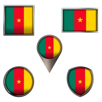 Flags of the Cameroon Icons set image Stock Illustration