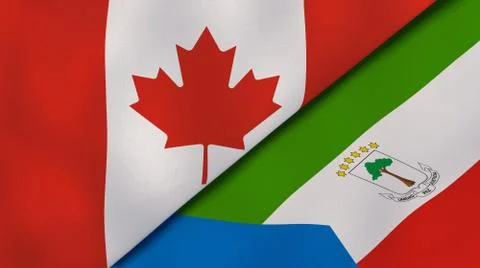 The flags of Canada and Equatorial Guinea. News, reportage, business backgrou Stock Illustration