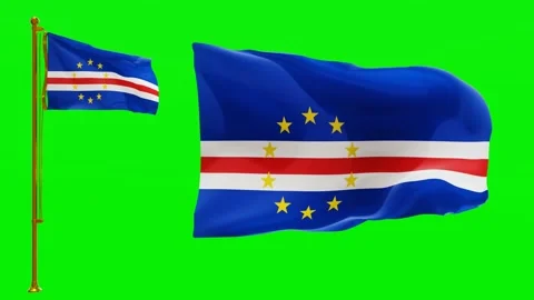 Flags of Cape Verde with Green Screen Chroma Key High Quality 4K UHD 60FPS Stock Footage 142638307