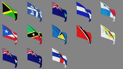 Flags of Central America Countries (part 2 of 2) Stock-Footage 36046672