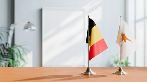 FLAGS OF CHAD AND CYPRUS ON TABLE Stock Photos