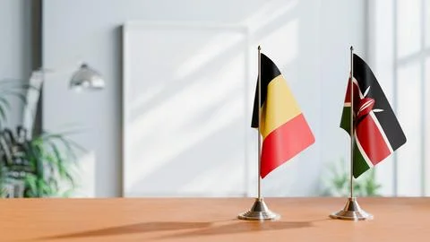 FLAGS OF CHAD AND KENYA ON TABLE Stock Photos