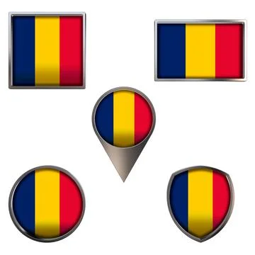 Flags of the Chad Icons set image Stock Illustration