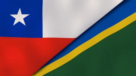 The flags of Chile and Solomon Islands. News, reportage, business background. Stock Illustration