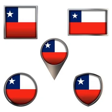 Flags of the Chile Icons set image Stock Illustration