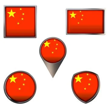 Flags of the China Icons set image Stock Illustration