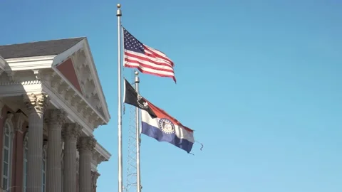 Flags by city hall Stock Footage 140936227