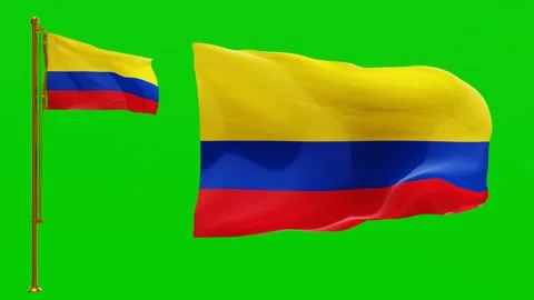 Flags of Colombia with Green Screen Chroma Key High Quality 4K UHD 60FPS Stock Footage 142066419
