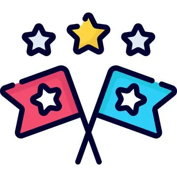 Flags color line icon, vector design usa independence day icon. Stock Illustration