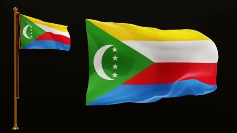 Flags of the Comoros with Green Screen Chroma Key High Quality 4K UHD 60FPS Stock Footage 142740583
