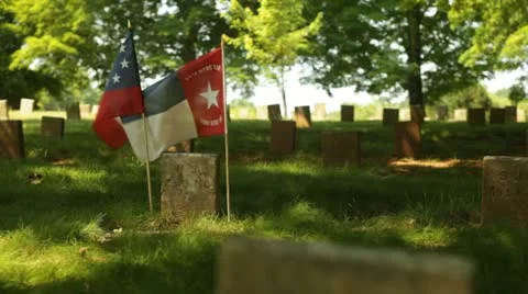 Flags Confederate Cemetary Stock Footage 18154663