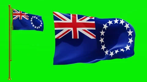 Flags of the Cook Islands with Green Screen Chroma Key High Quality 4K UHD 60FPS Stock Footage 144209432