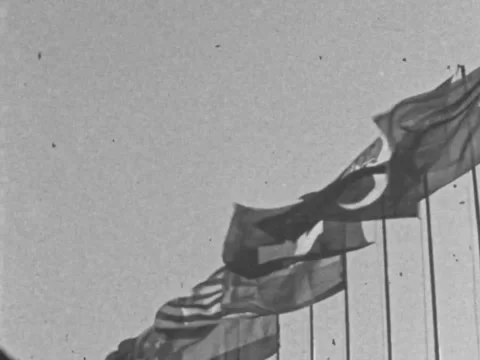 Flags in Cortina d'Ampezzo in 1956 Stock Footage 196545451