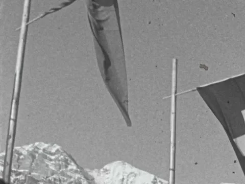Flags in Cortina d'Ampezzo in 1956 Stock Footage 196546244