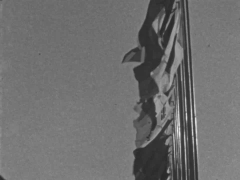 Flags in Cortina d'Ampezzo in 1956 Stock Footage 196547289