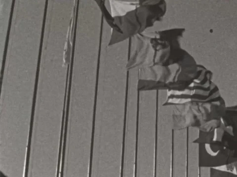 Flags in Cortina d'Ampezzo in 1956 Stock Footage 196547610