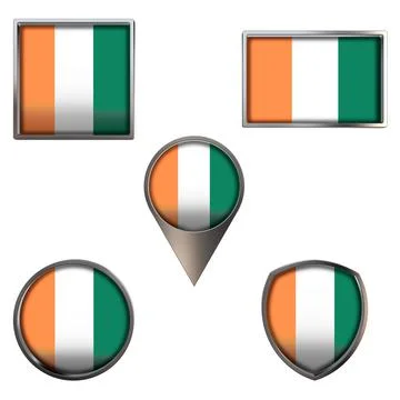 Flags of the Côte d'Ivoire Icons set image Stock Illustration
