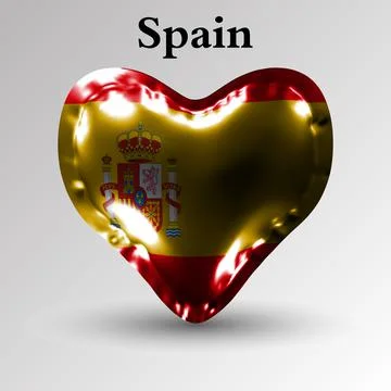 Flags of the countries of Europe. The flag of Spain on an air ball in the for Stock Illustration
