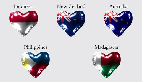 Flags of Countries of the Pacific and Indian Ocean. The flags of Indonesia, N Stock Illustration