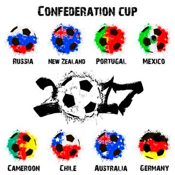 Flags of the countries participant of the Confederation Cup 2017 Stock Illustration