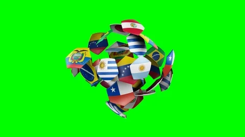 Flags of countries, participating in the 2019 Copa America in Brazil gather Stock Footage 105567615
