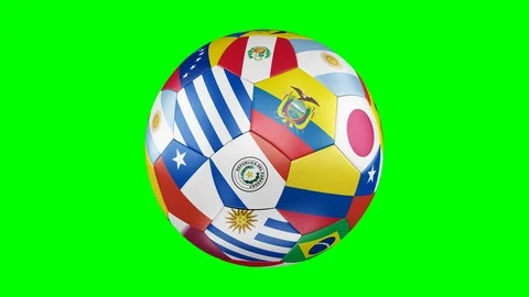 Flags of countries, participating in the 2019 Copa America in Brazil gather Stock Footage 105567950