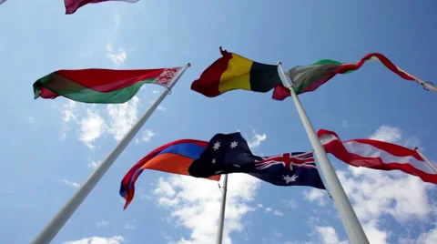 Flags of the countries of the world wave on a wind Stock Footage 50905295