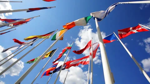 Flags of countries of world wave on a wind Stock Footage 98494030