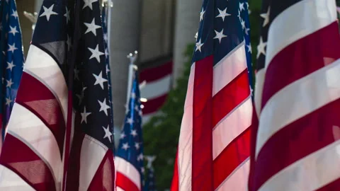 Flags at a courthouse in Marion Virginia Stock Footage 155172262