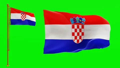 Flags of Croatia with Green Screen Chroma Key High Quality 4K UHD 60FPS Stock Footage 142740919