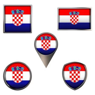 Flags of the Croatia Icons set image Stock Illustration