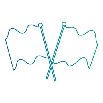 Flags crossed in pole isolated icon Stock Illustration