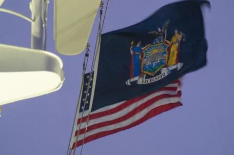 Flags on a cruise ship Stock Photos