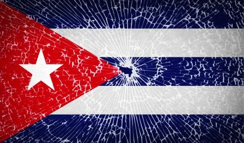Flags Cuba with broken glass texture. Vector Stock Illustration