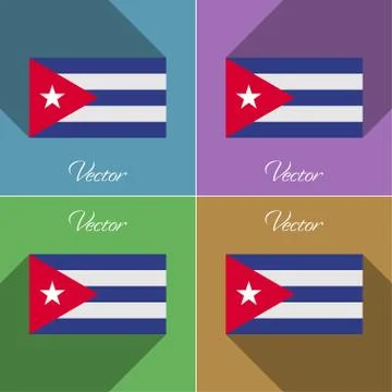 Flags Cuba. Set of colors flat design and long shadows. 스톡 사진