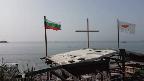 Flags of Cyprus and Bulgaria. Stock Footage 176725229