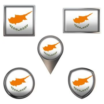 Flags of the Cyprus Icons set image Stock Illustration