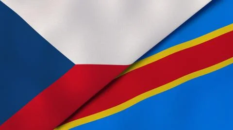 The flags of Czech Republic and DR Congo. News, reportage, business backgroun Illustrazione stock