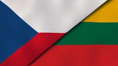 The flags of Czech Republic and Lithuania. News, reportage, business backgrou Stock Illustration