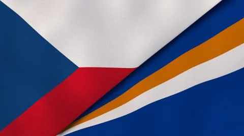 The flags of Czech Republic and Marshall Islands. News, reportage, business b Stock Illustration
